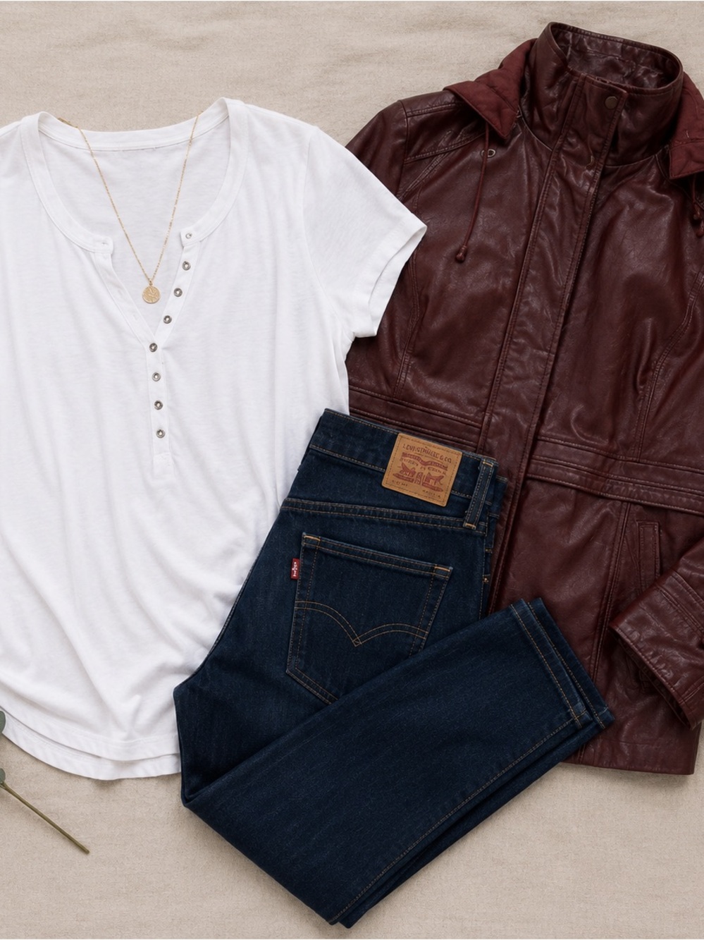Plus Size Vintage Leather Burgundy Jacket | Curated Casual Chic Outfit